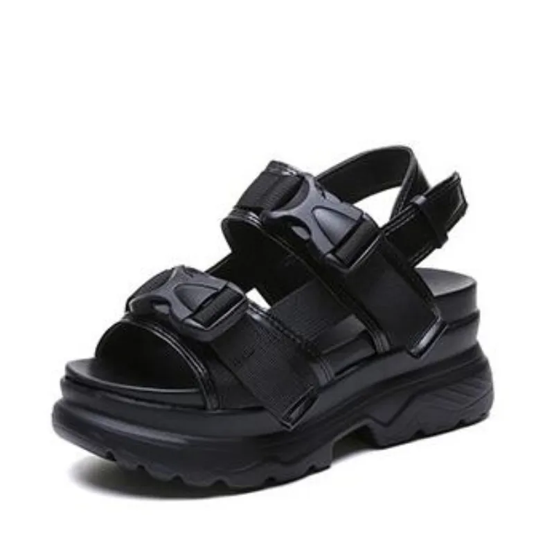 Хит продаж 2019 Летние кожаные сандалии на платформе Женская массивная обувь