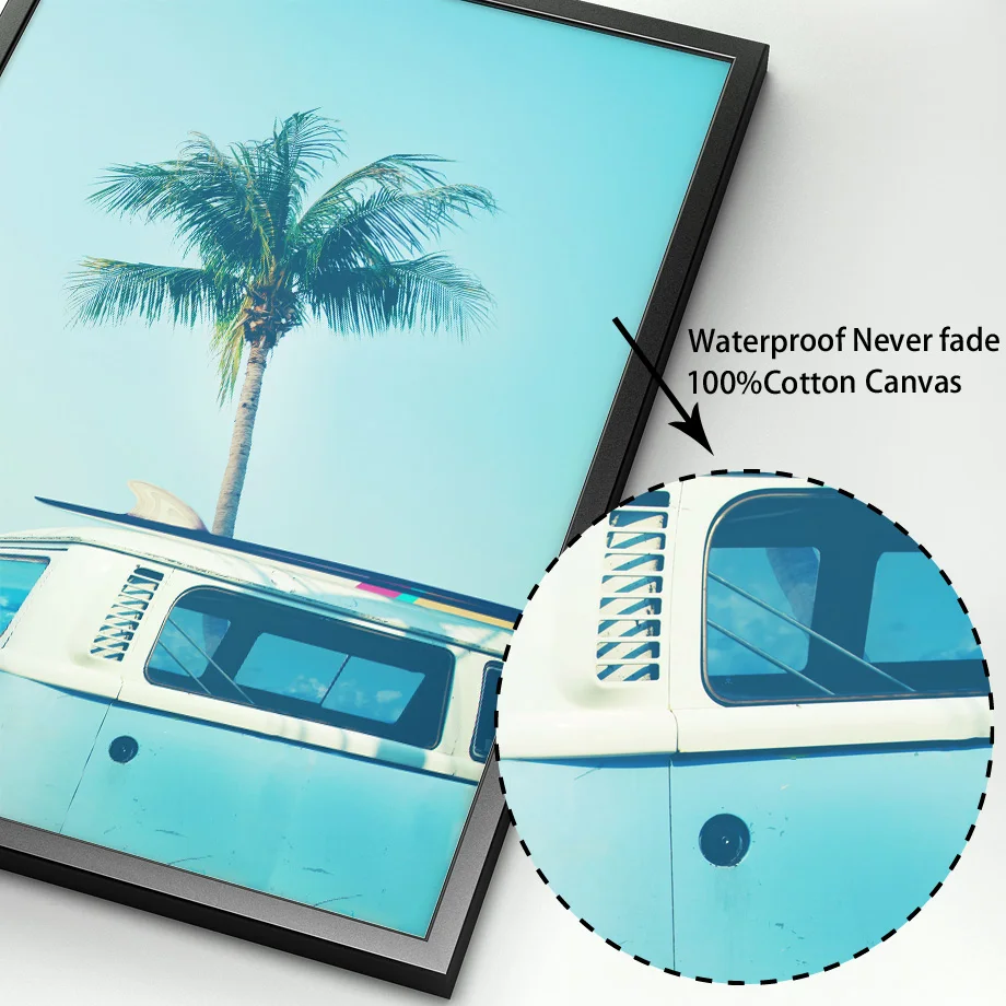 Морской пляж для серфинга машина кокосовое дерево цитаты настенная живопись