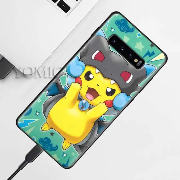 D-009 Силиконовый чехол Pokemons ball Pika для samsung Galaxy S10e S9 S8 S10 Plus S7 Note 9 8 A50 A70, черный мягкий чехол - Цвет: D-009