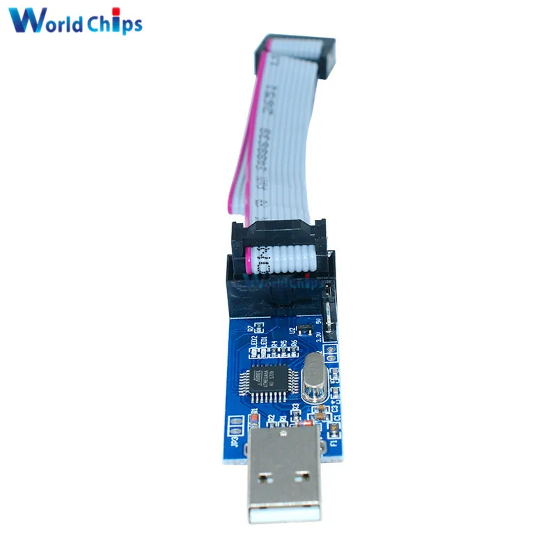 USBASP USBISP AVR программатор 3 В/5 В ATMEGA8 ATMEGA128 USB ASP ISP ATtiny/CAN/PWM + 10 контактный провод с