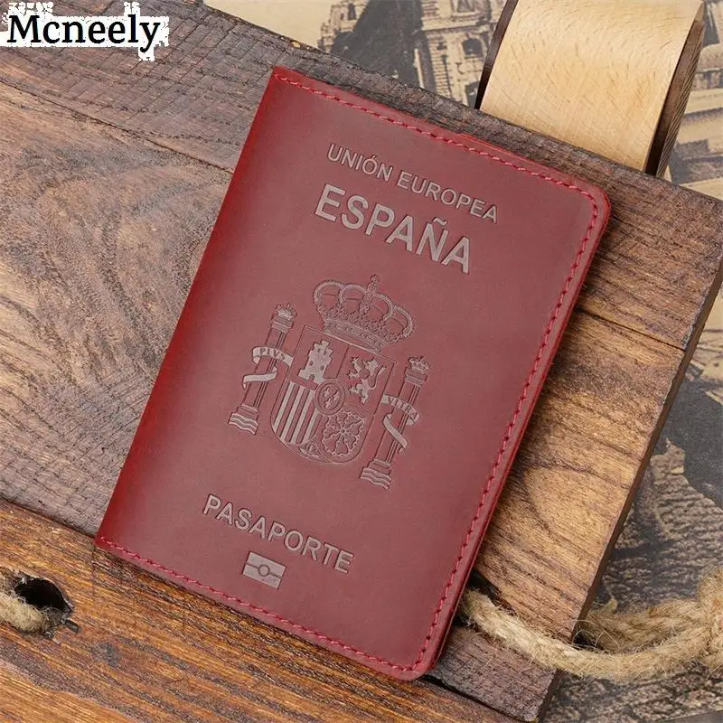 Хит Испания натуральная кожа Обложка для паспорта держатель карт мужской чехол
