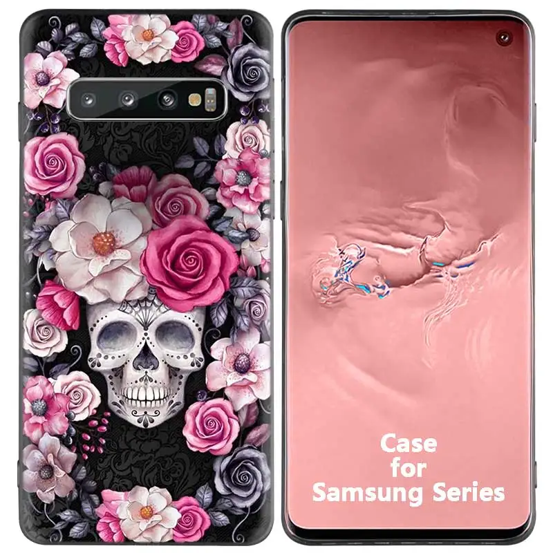 10 С изображением цветочного сахарного черепа силиконовый чехол для samsung Galaxy S8 S9 S10 плюс S10e A50 A30 M30 A40 A20 A10 M20 M10 S7 края крышки - Цвет: 10