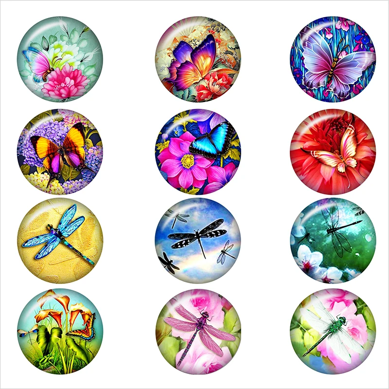 Бабочка в форме стрекозы стекло кнопки сделай сам серьги гвоздики с кристаллами