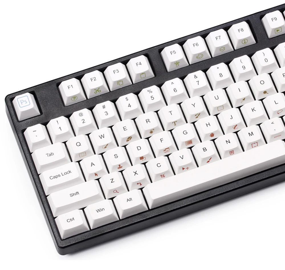 Photoshop keycaps Dye subbed 104 клавиш Вишневый профиль колпачки для cherry mx ANSI layout mechaniack клавиатуры