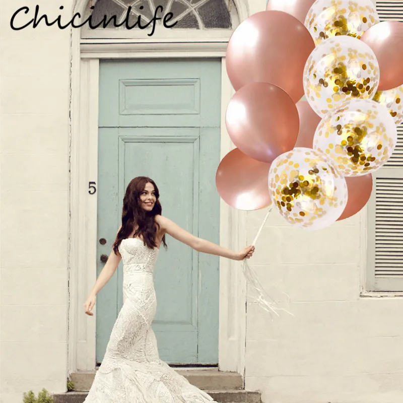 Chicinlife 10 шт. Rosegol латексные шары в форме сердца и звезд для вечеринки честь Дня