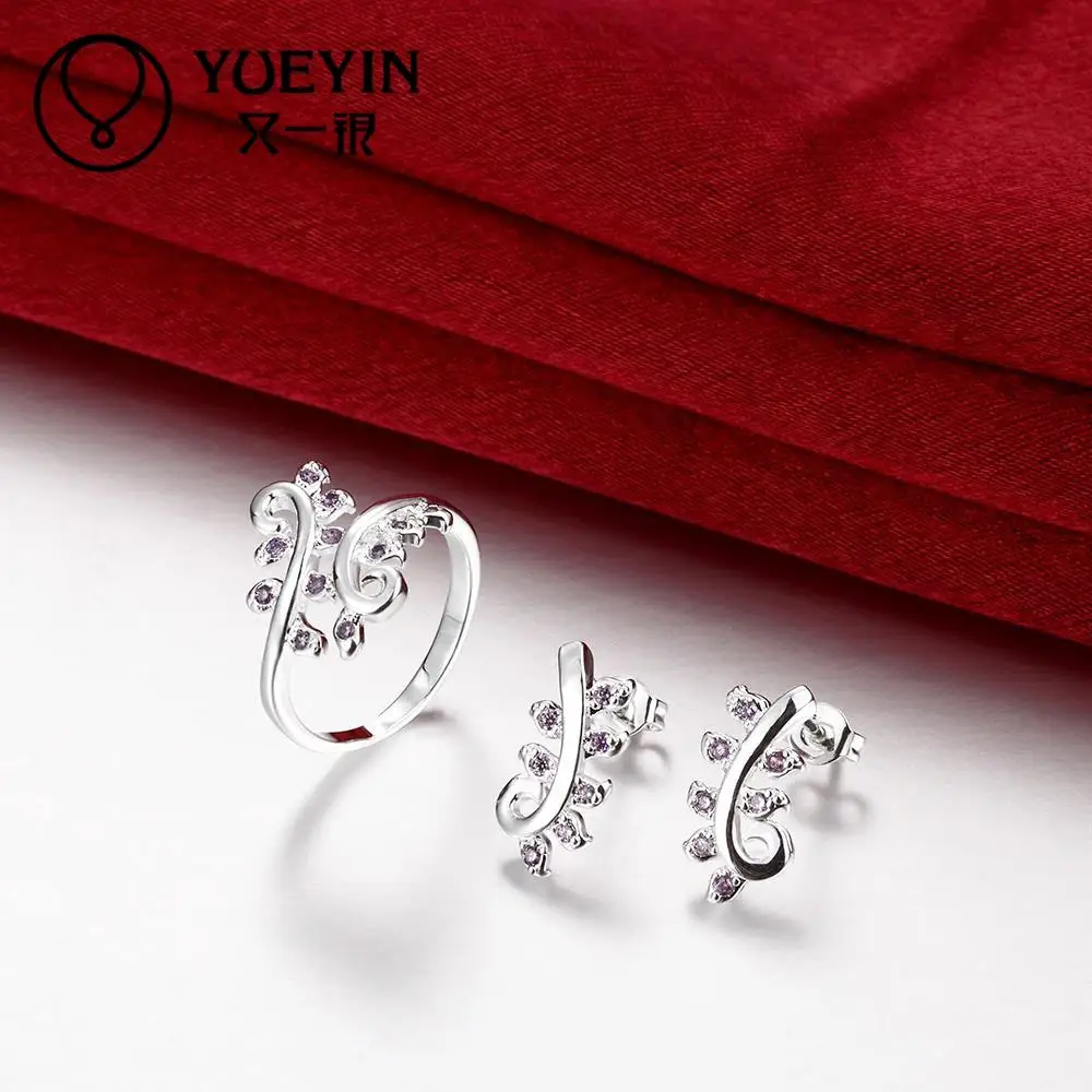 Новое поступление лепесток Sharp Модные Ювелирные наборы Серебряный кубический