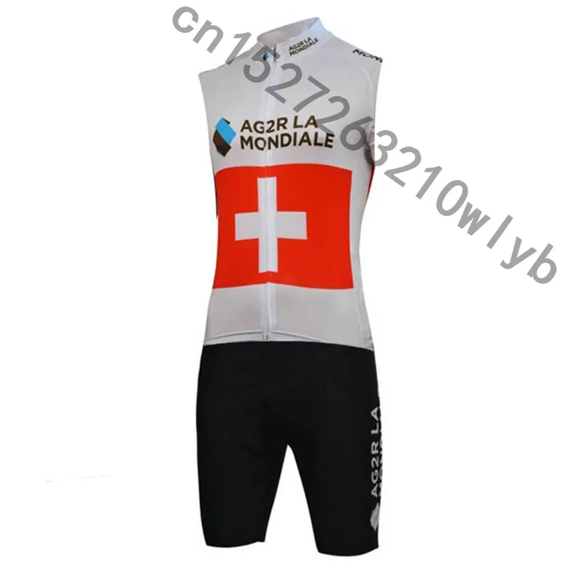 2019 AG2R команда Новые велосипедные без рукавов Трикотажный жилет короткий активов велокостюм Костюмы