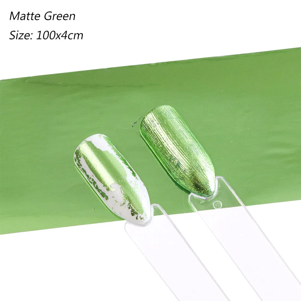 Matte Green 100 см матовая Мерцающая Фольга для ногтей Holo звездное небо переводная наклейка для дизайна ногтей гелевая трафаретная наклейка Аксессуары для маникюра LAA08-1 - Цвет: Matte Green