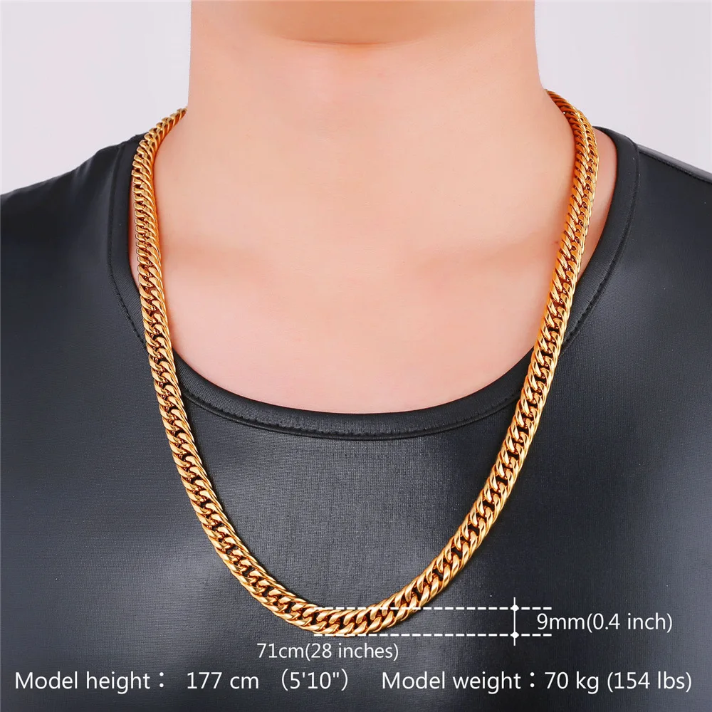 Набор ювелирных изделий для мужчин 9 мм браслет с цепочкой и ожерелье из