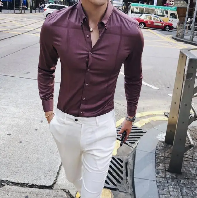 2019 Осенняя Новая модная Высококачественная Роскошная рубашка с вышивкой мужские