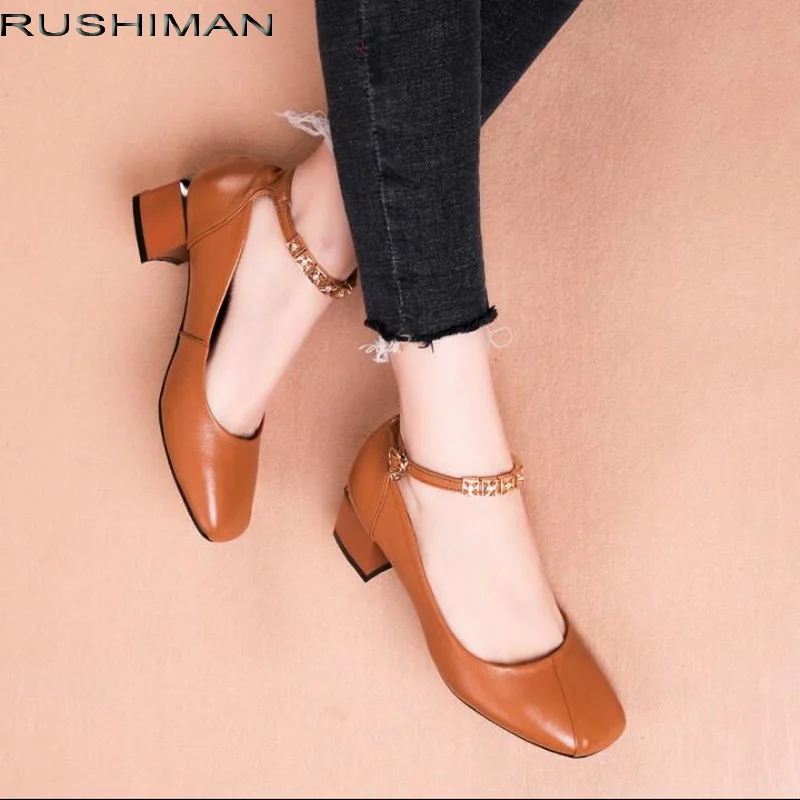 

RUSHIMAN Genuine Leather women's shoes Loafers cowhide rhinestone Women Shoes Handmade Soft Comfortable Shoes Flats Heel