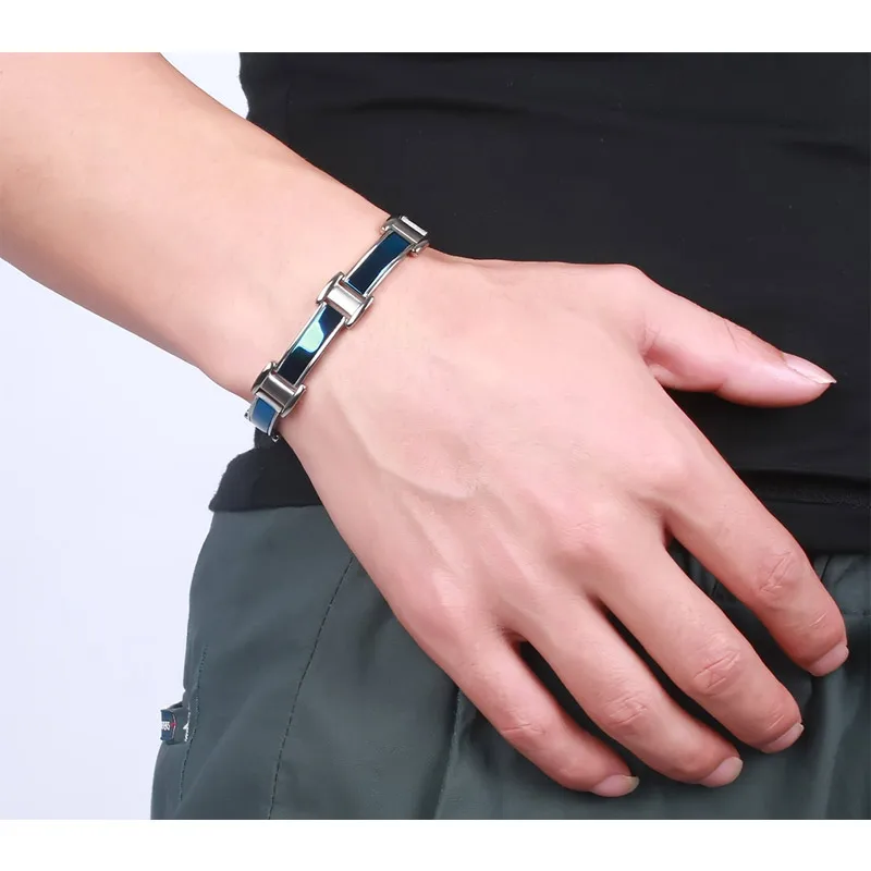Vnox здоровый Средства ухода браслет магнитная Германий Мода синий Для мужчин Jewelry