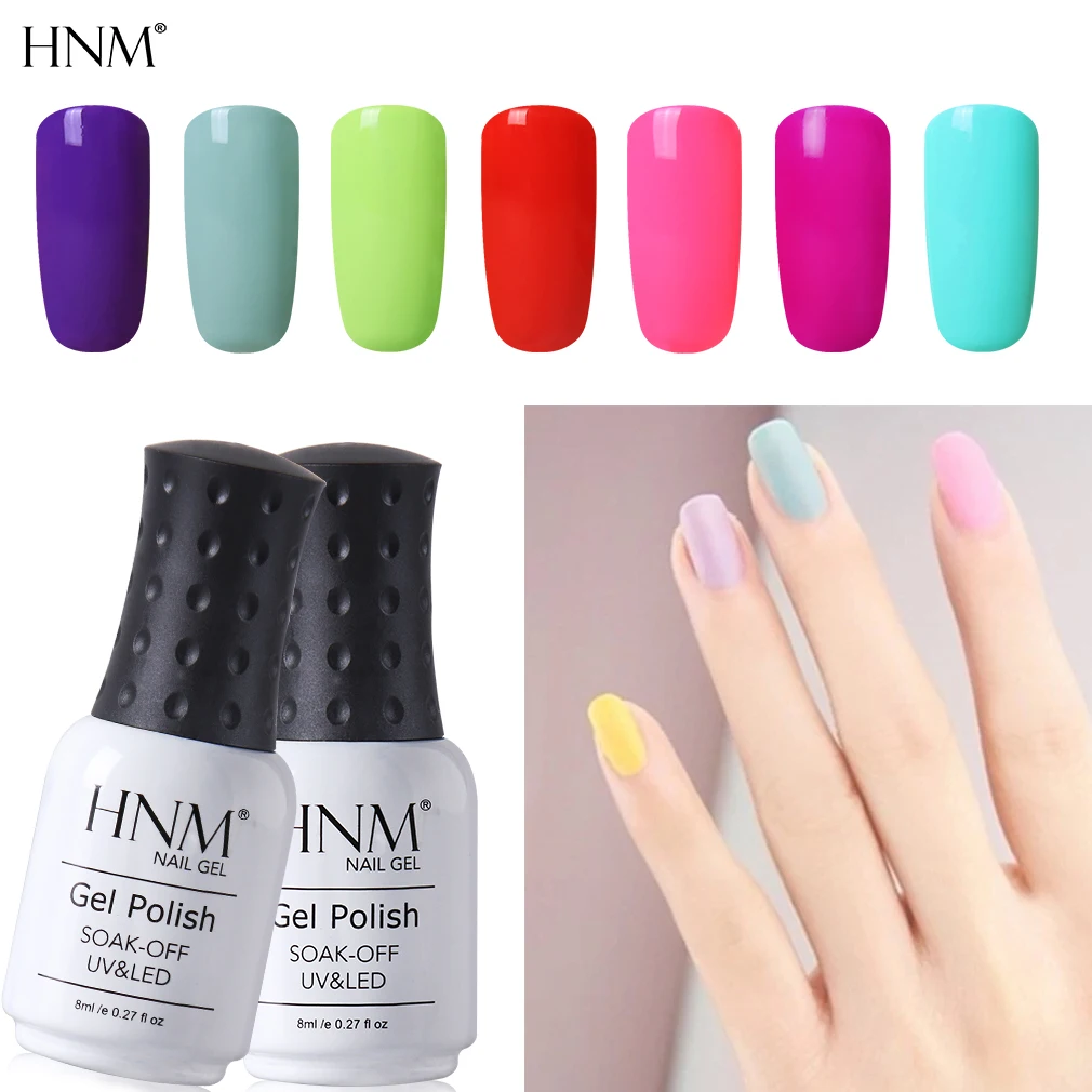 Цветной Гель лак для ногтей с макароном HNM 8 мл Полупостоянный УФ долговечный