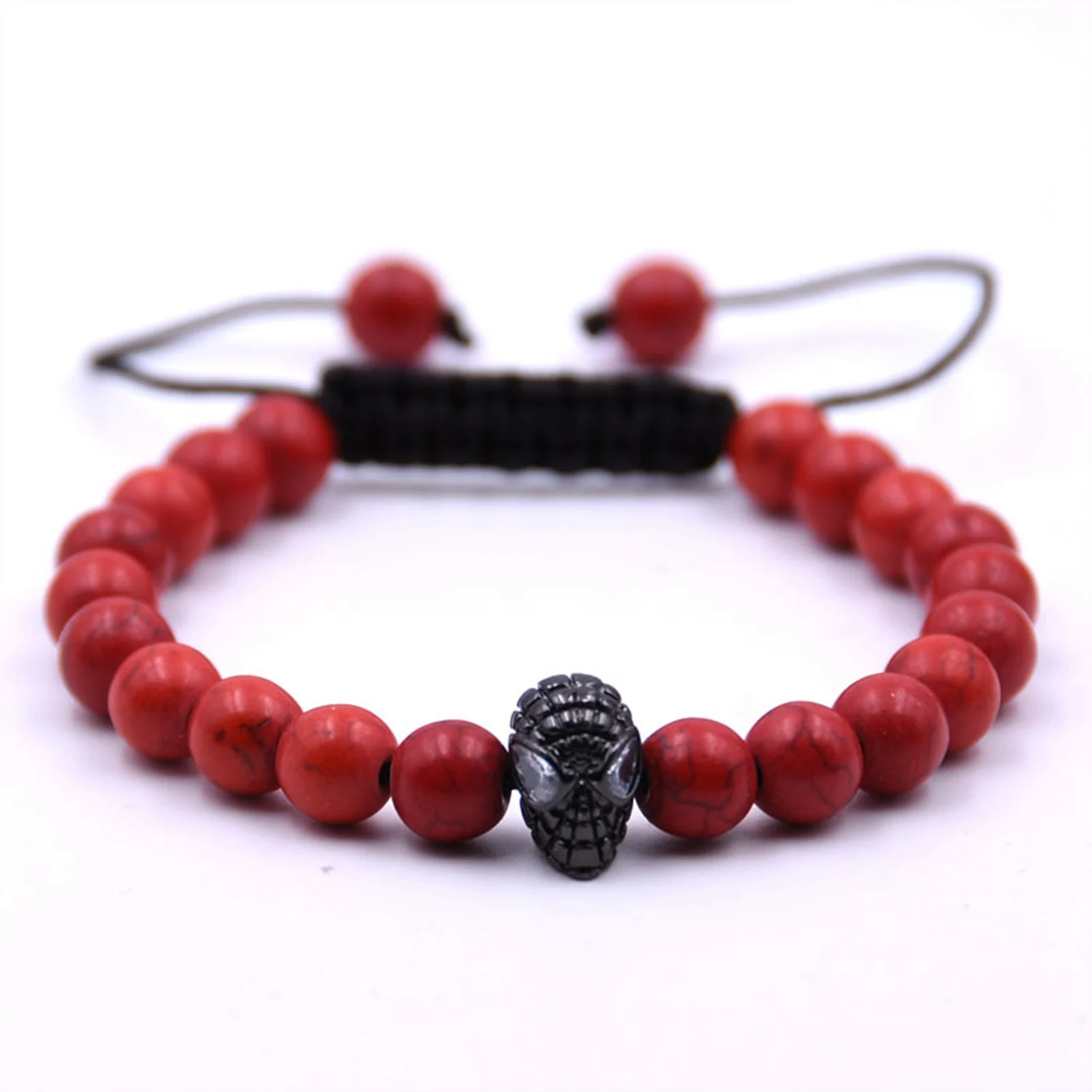 Man Fashion Women  Gift For  Beautiful Beads 8MM Howlite Black Alien Braided Bracelet