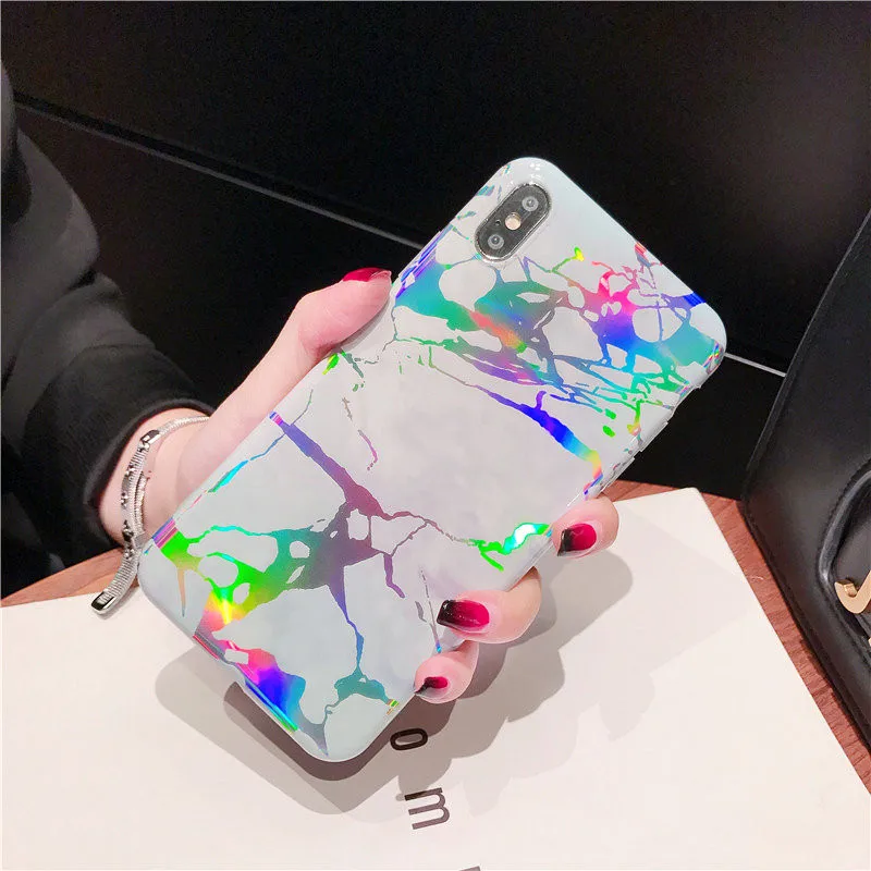 DISCASE модный мраморный чехол для телефона iphone XS XR MAX 6 6s 7 8 plus лазерный Яркий