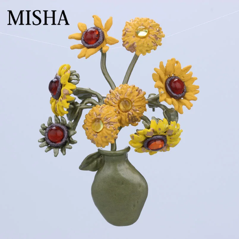 Brooch MISHA, трендовая брошь на булавке для женщин, ювелирное изделие, высокое качество, Винтажная брошь на булавке с подсолнухом для женщин, свадебный подарок 2165 - Окраска металла: Brooch