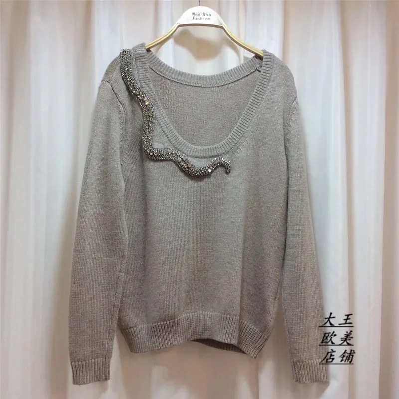 2019 модный брендовый шерстяной свитер с крупными бусинами и змеиным принтом