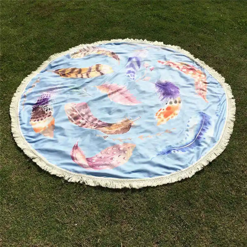 Новый круглый искусственный гобелен пляжное полотенце с мандалой коврик для