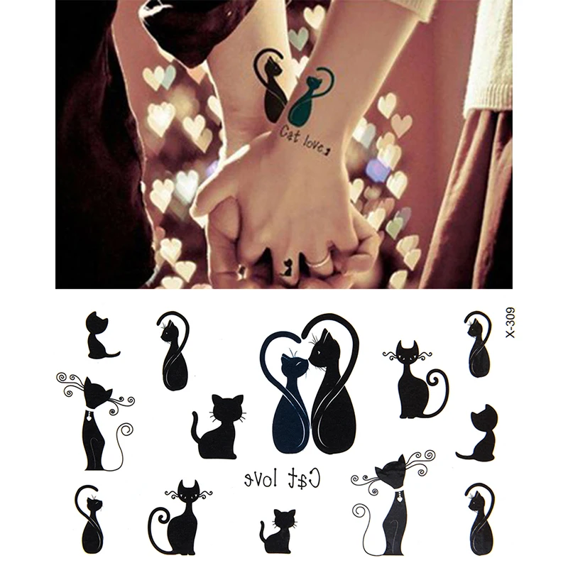 10 листов сексуальные переводные наклейки для ногтей с черным котом Переводные