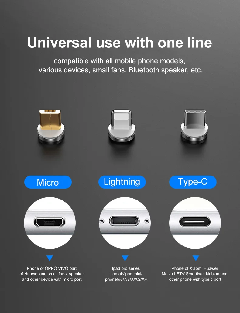 Магнитный кабель Marjay, 2 м, 3 А, быстрая зарядка, 3,0, Micro usb type-C кабель для iphone X Xs Max, samsung, Xiaomi, магнитный шнур для быстрой зарядки