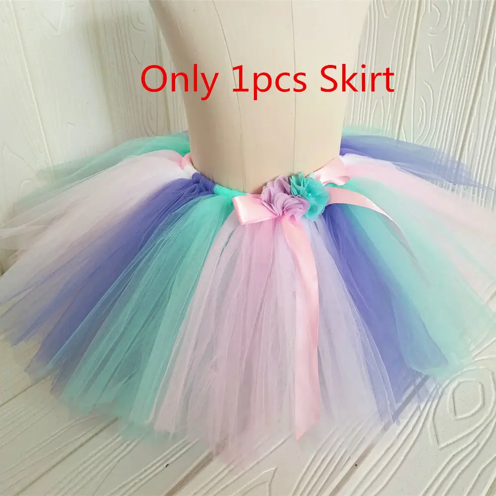 Only Skirt 1 комплект, юбка-пачка с единорогом пастельная Радуга, детская юбка-пачка с цветочным рисунком, юбка-пачка Хеллоуин вечеринка в честь Дня Рождения, фатиновые юбки для девочек - Цвет: Only Skirt