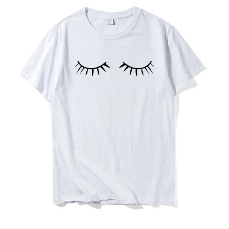2018 Harajuku футболка женская с принтом ресниц Camisetas Mujer плюс размер мягкая хлопковая