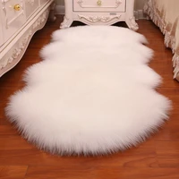 2018 hot sale faux sheepskin chair cover warm hairy wool carpet seat pad long skin fur plain fluffy area rugs washable