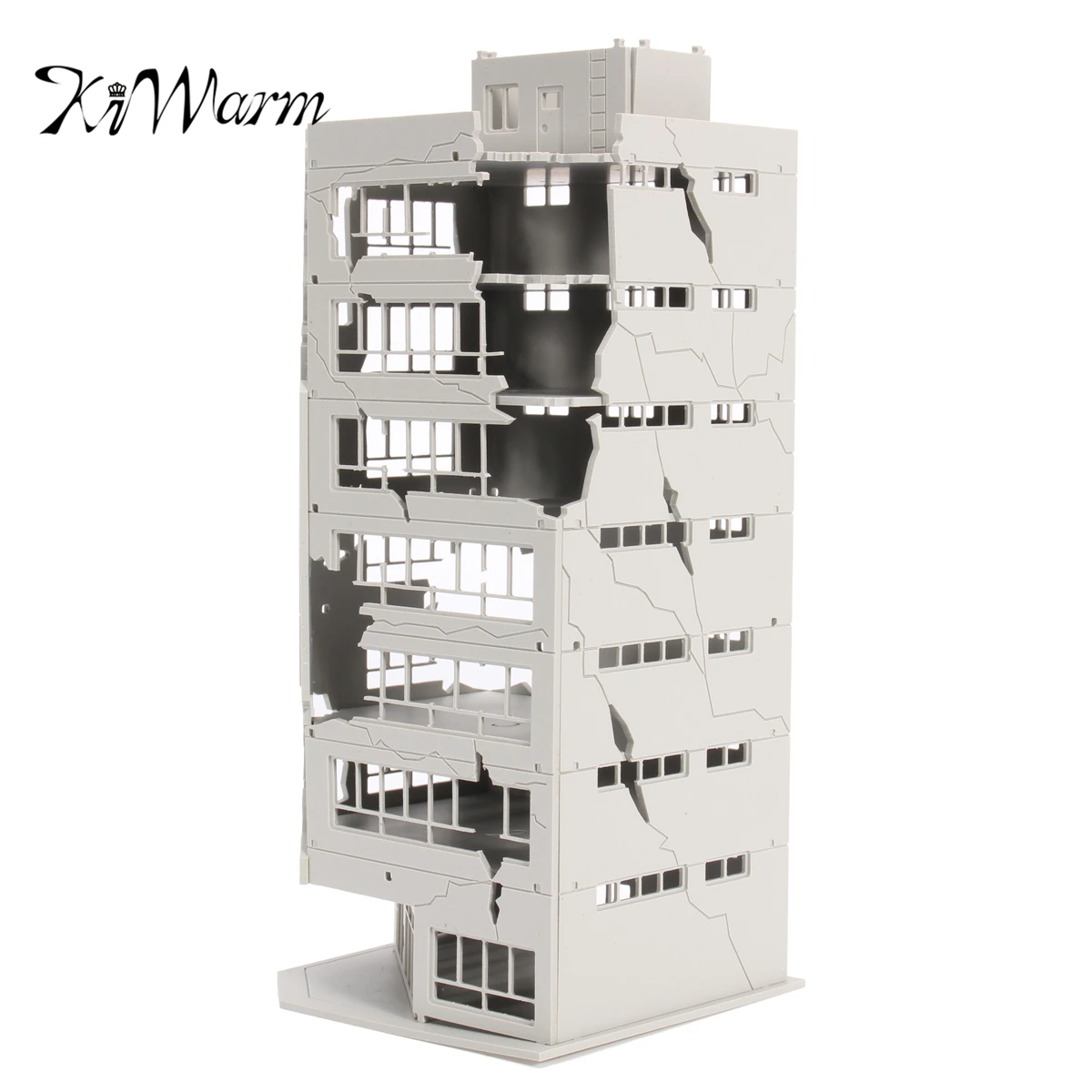

KiWarm N Scale 1/144 White Battle Corner Damaged Ruined Building 7.9*7.2*16.9cm DIY For Home Office Decor Craft
