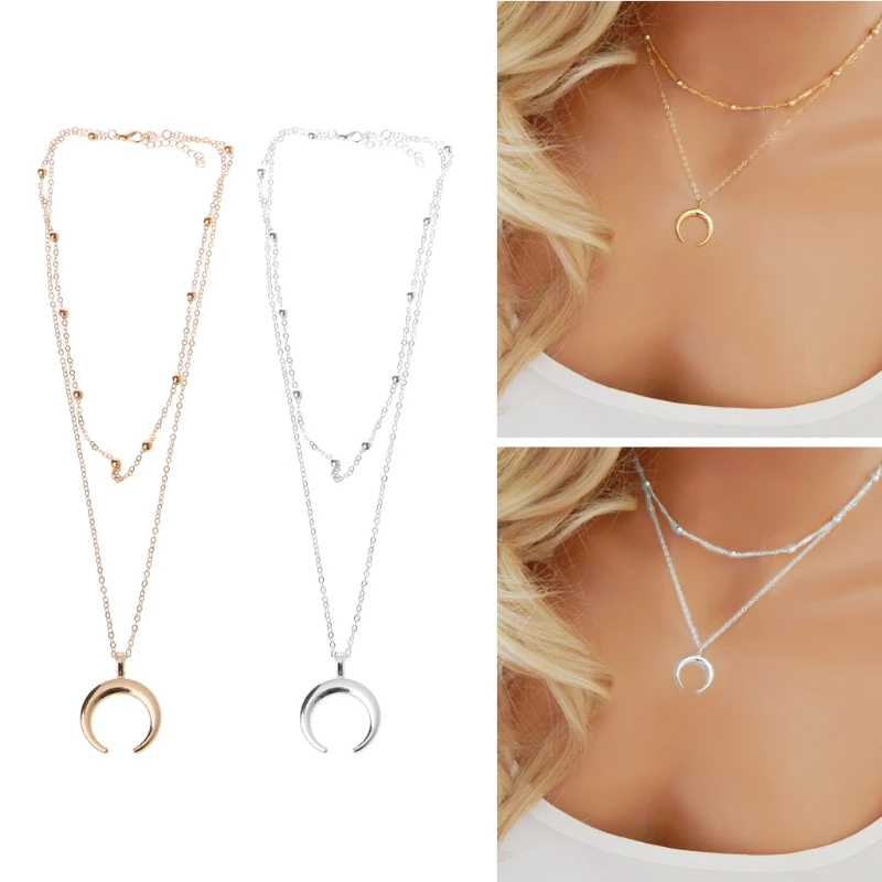 Бохо полумесяц ожерелье с подвеской в виде полумесяца двойной рог ювелирные