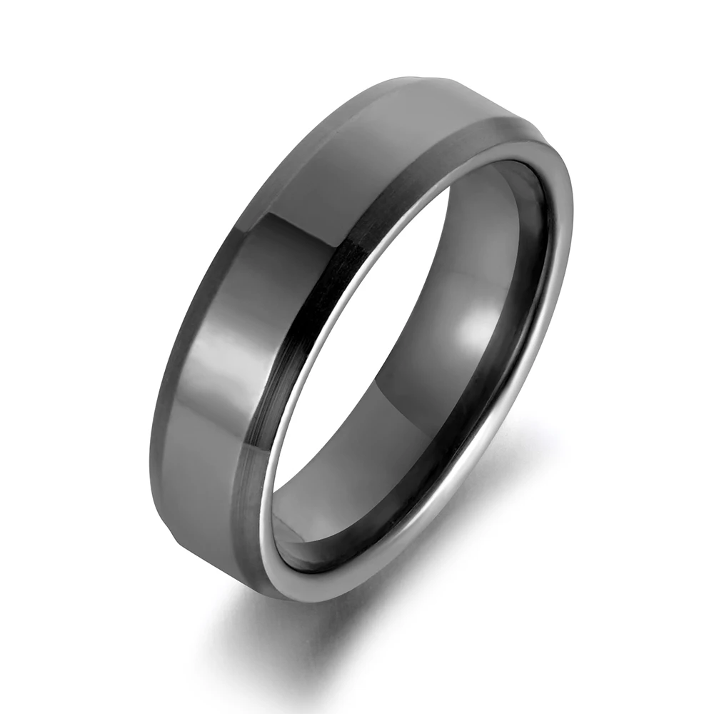 Black 6mm Jeemango Мода 6/8 мм Нержавеющая сталь черный/серебро/золото Цвет, не вызывает аллергию, вечерние пары, ювелирные изделия, кольца для Для мужчин Для женщин R18114 - Цвет основного камня: Black 6mm