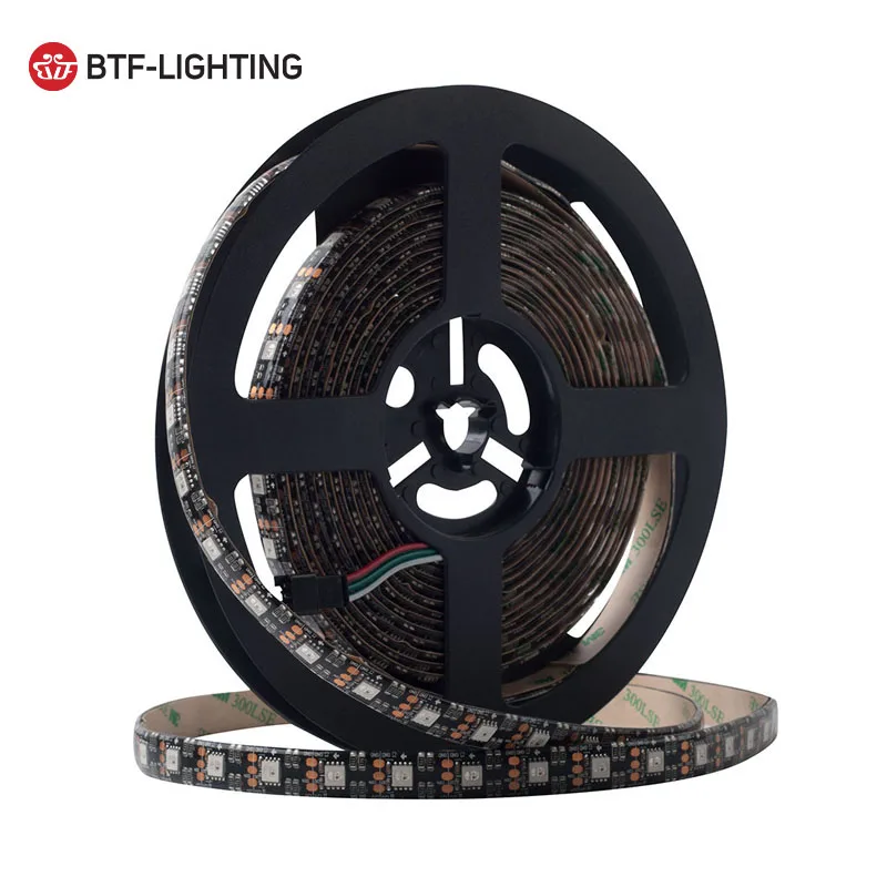 SK6812 RGB WS2812 12В 5м 60leds/m Smart Led Pixel WS2812B полоса черная PCB IC индивидуально адресуемые