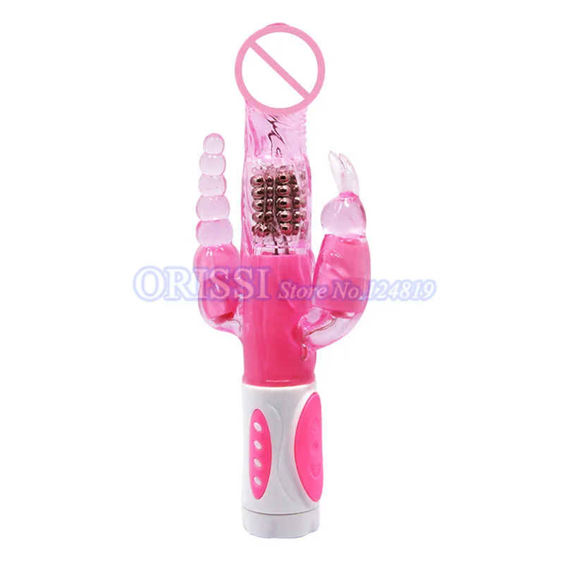 ORISSI кролик тройное удовольствие вибрации и вращения анальный секс вибраторы для