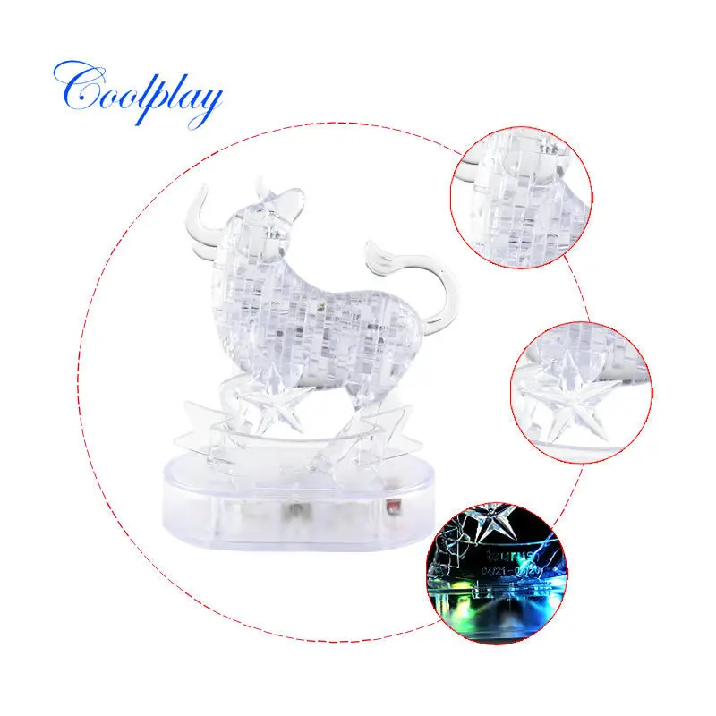 Coolplay DIY 3D Таурус головоломка в сборке Телец мигает хрустальные созвездия Ранние