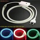 1-10 м Наружная и внутренняя Светодиодная лента гибсветодиодный светодиодная неоновая лампа SMD 2835 120LED sm светодиодная лента RGB Водонепроницаемая IP68 220V разъем питания
