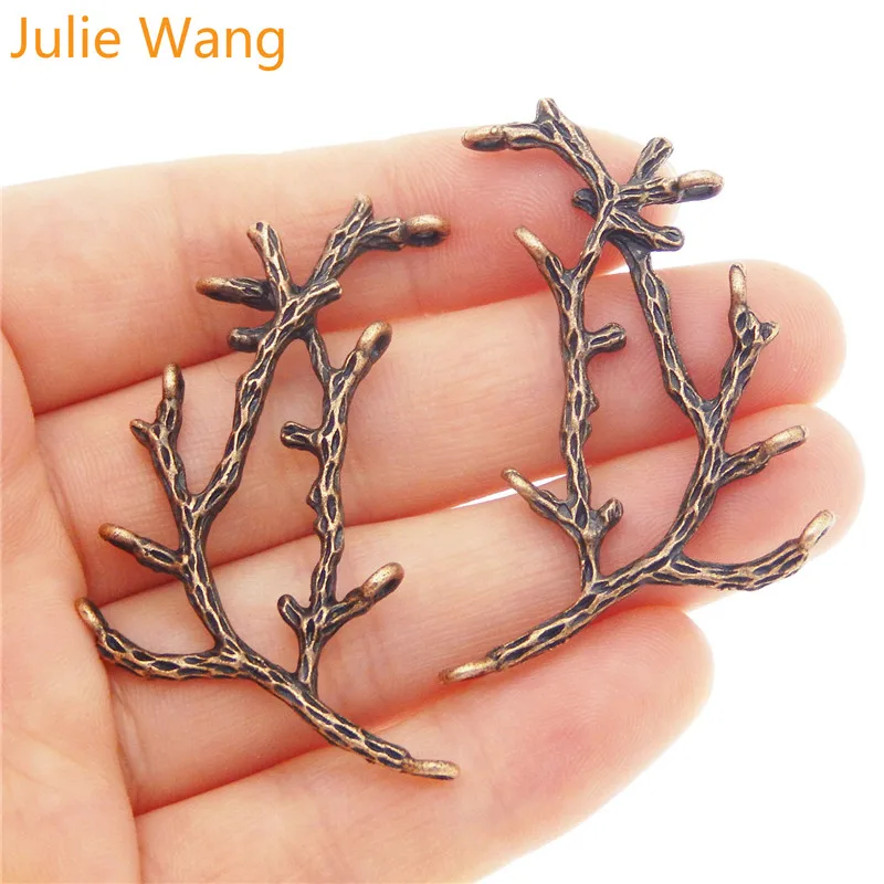 Julie Wang 5 шт. красные медные украшения мини ветви Форма Подвеска ручной работы