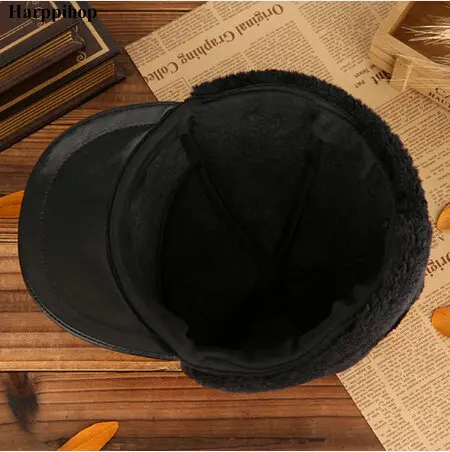 Мужская Кожаная Шапка авиатора Leifeng зимняя теплая меховая шапка с ушками шапки в