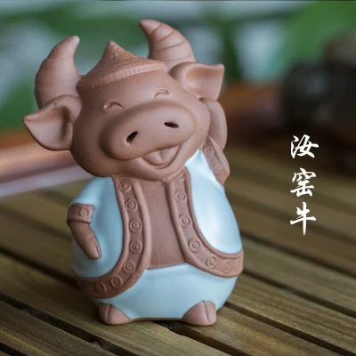 Исин Китайский Знак зодиака Ruyao Фиолетовый Глиняный Чай Домашние животные креативные маленькие украшения ручной работы чайные аксессуары игра вода собака свинья - Цвет: 04