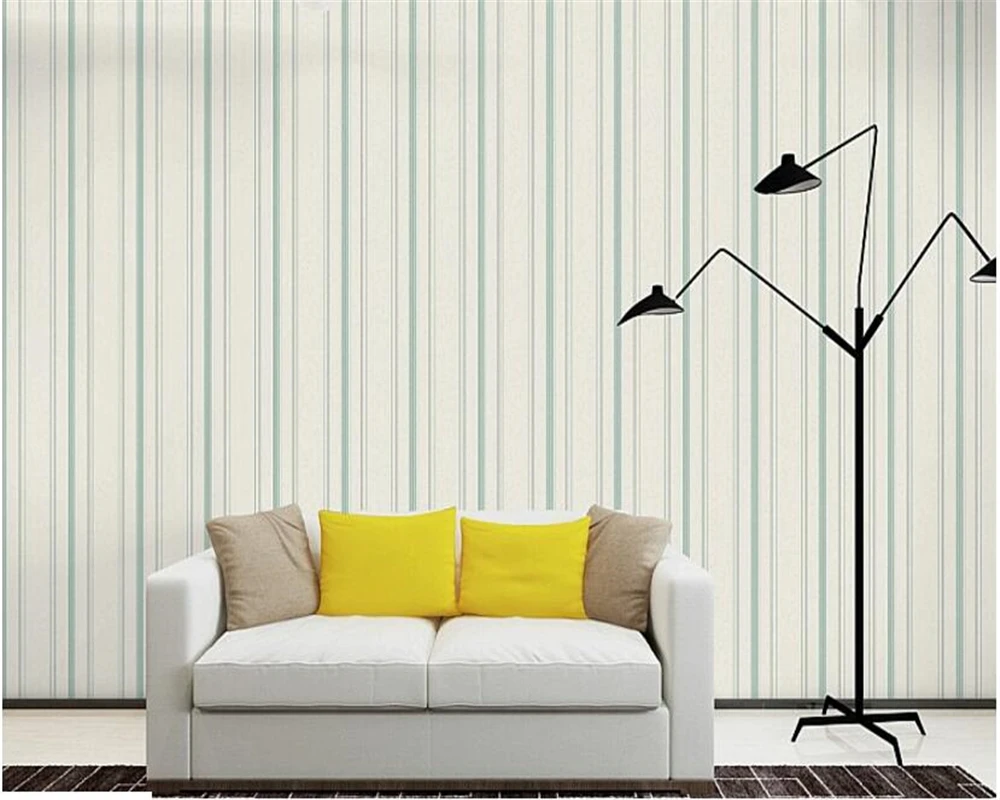 

beibehang 3d nonwoven Mediterranean blue striped papel de parede wall paper vertical stripes living room bedroom green wallpaper