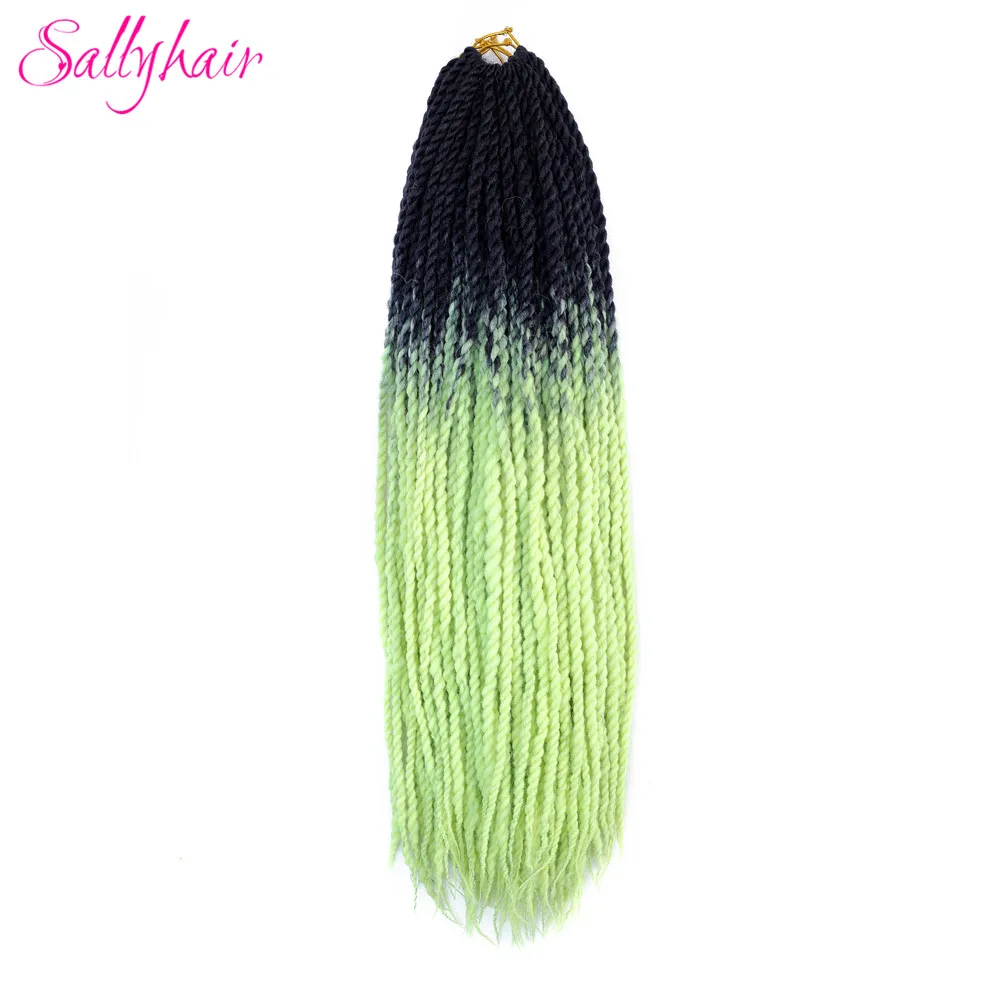 Sallyhair, 24 дюйма, 20 прядей, Омбре, цвет, сенегаль, закрученные косички, волосы для наращивания, высокая температура, синтетические, вязанные, косички - Цвет: T1B/350