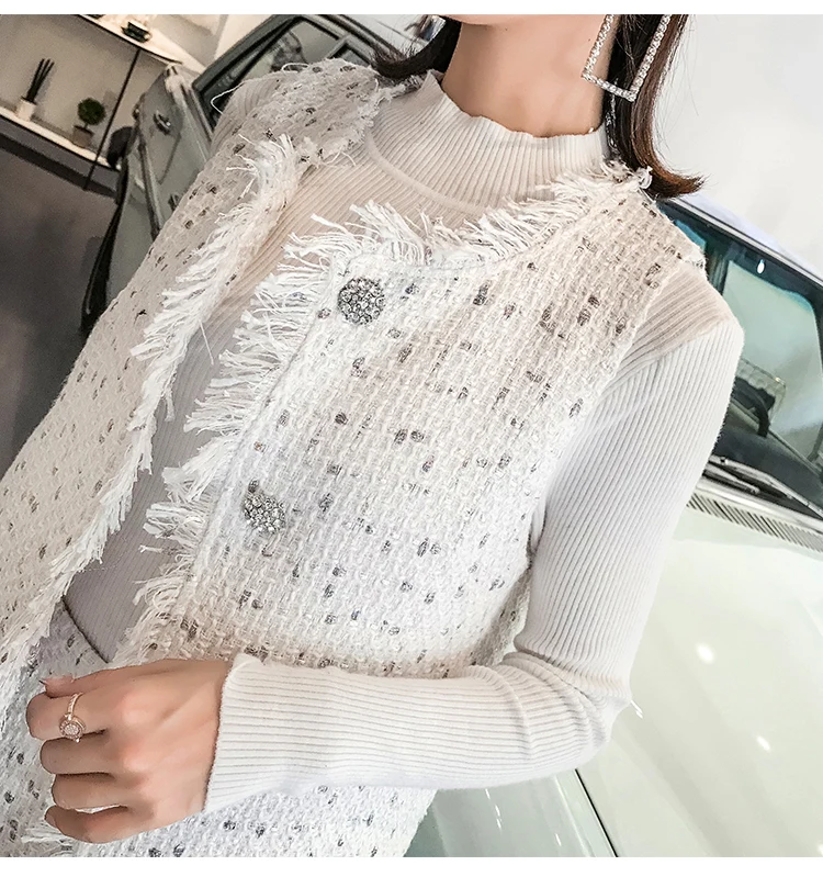 Женский твидовый костюм с короткими брюками жилет без рукавов и шорты карманами