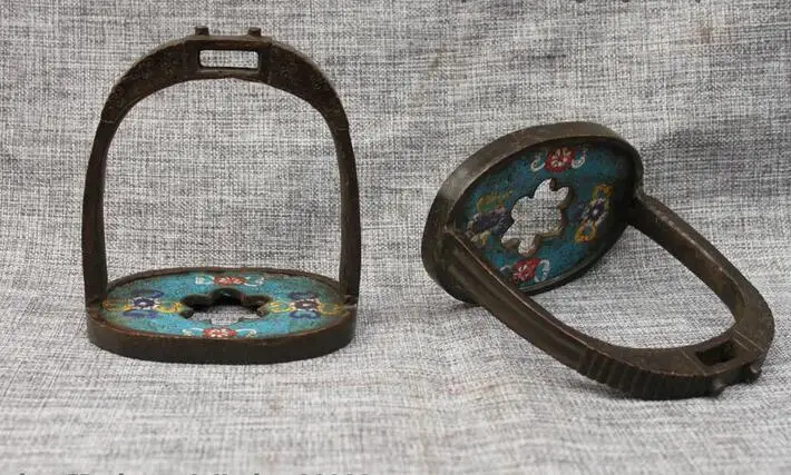 Chinese Royal Classical Copper Cloisonne flower horse-stirrup saddle iron | Дом и сад