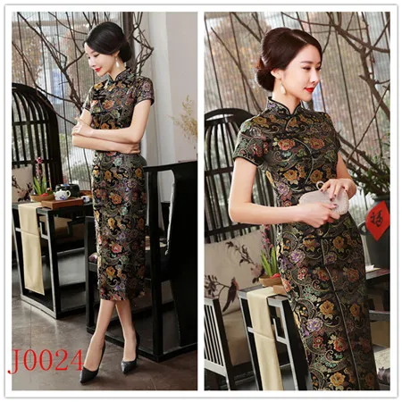 Сексуальное зеленое платье Ципао Cheongsam, сатиновый костюм Тан, Повседневное платье Qipao, Ретро летнее платье Ципао, платье vestidos mujer - Цвет: Black
