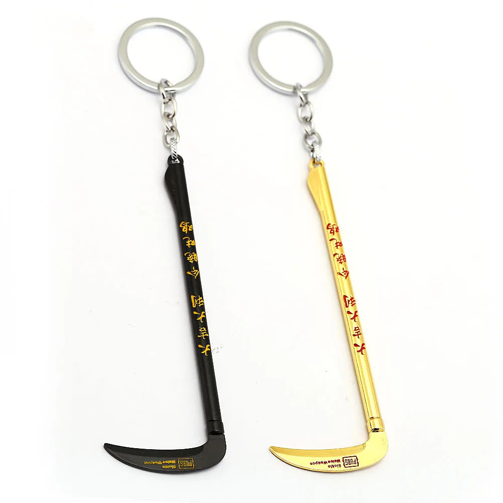 Mengtuyi Fashion Accessory Sickle Gold Black  Pendant  Words Decoration Keychain Scythe Model Lucky Key Ring For Men Car Trinket