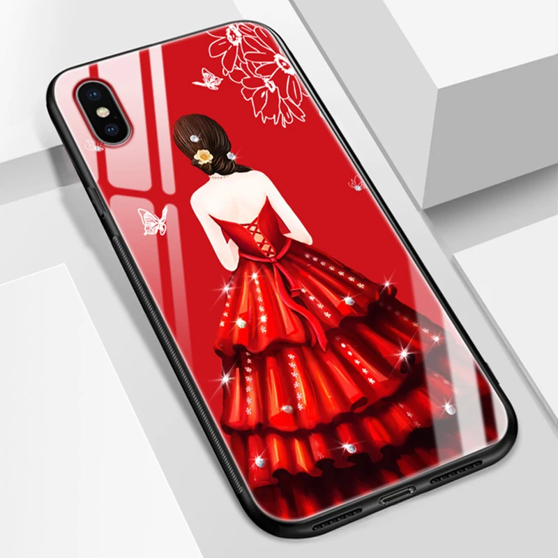 For iphone X case iX tempered glass hard phone back cover iphoneX cases 10 protective coque 5.8&quot | Мобильные телефоны и