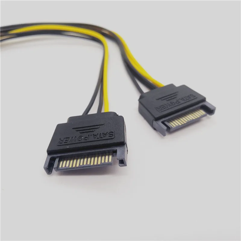 Удлинитель питания 20 см 2 порта 15Pin SATA к PCI E 6 + 8Pin для графического майнинга