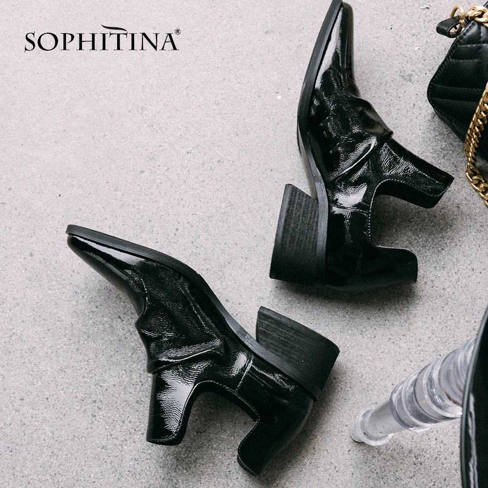 SOPHITINA/женские сапоги из натуральной кожи без шнуровки с острым носком на