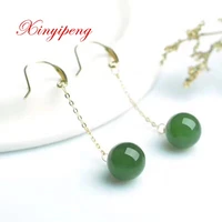 xin yi peng 18 k yellow gold inlaid natural jasper earrings women earrings design is simple and easy
