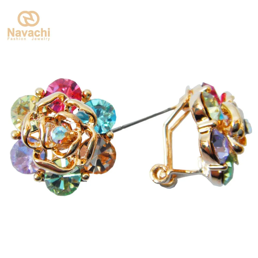 Navachi GP Разноцветные серьги клипсы с кристаллами Rhinstone SMT1127|earrings earring|crystal earringscrystal