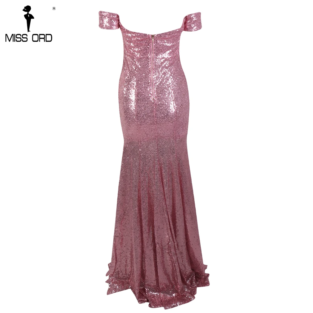 Missord сексуальный бюстгальтер с открытыми плечами с блестками Vestidos с открытой спиной розовый цвет женские макси Вечерние платья FT8415-1