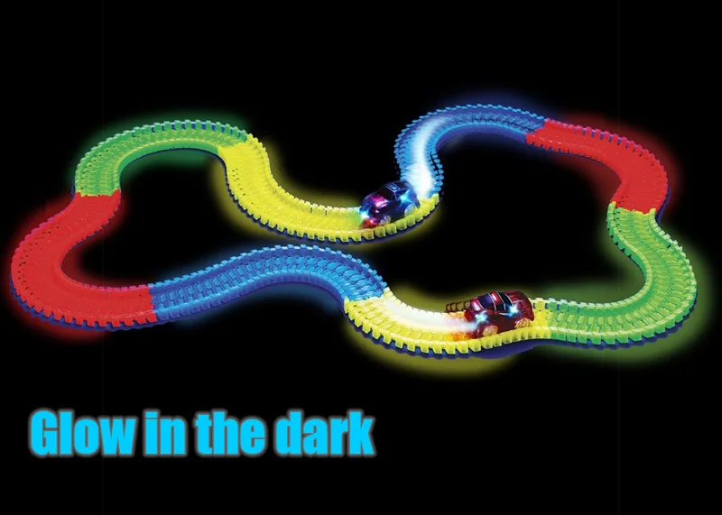 Гоночный автомобиль Kitoz 220 шт. трек игрушка светящаяся в темноте красочная сборка